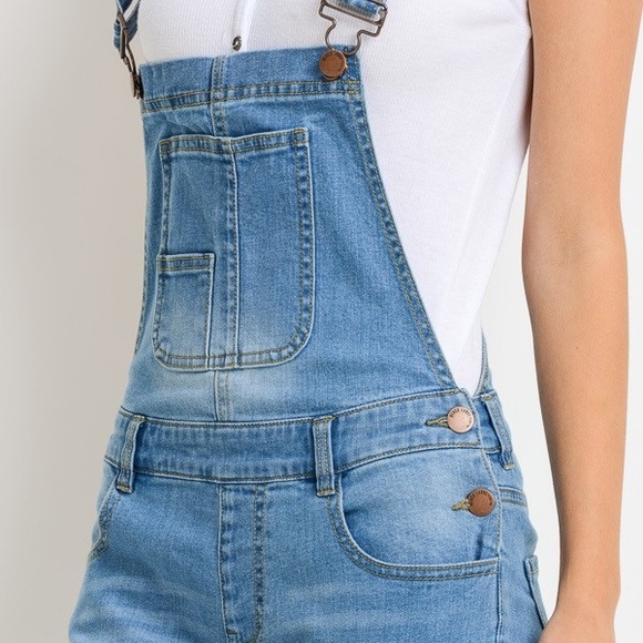Medium Wash Distressed Overalls - Picture 4 of 4